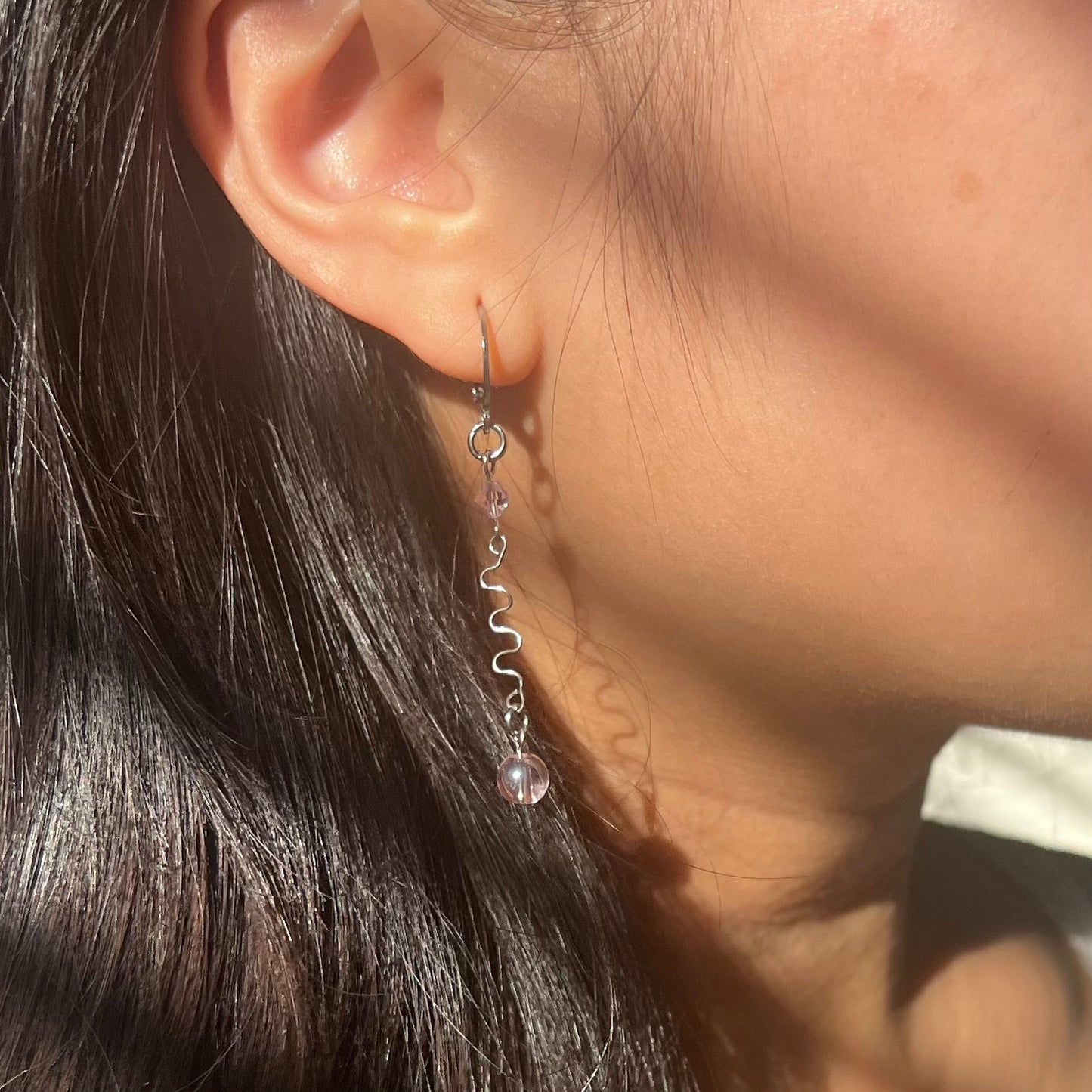 Pink Swirly Dangle Earrings