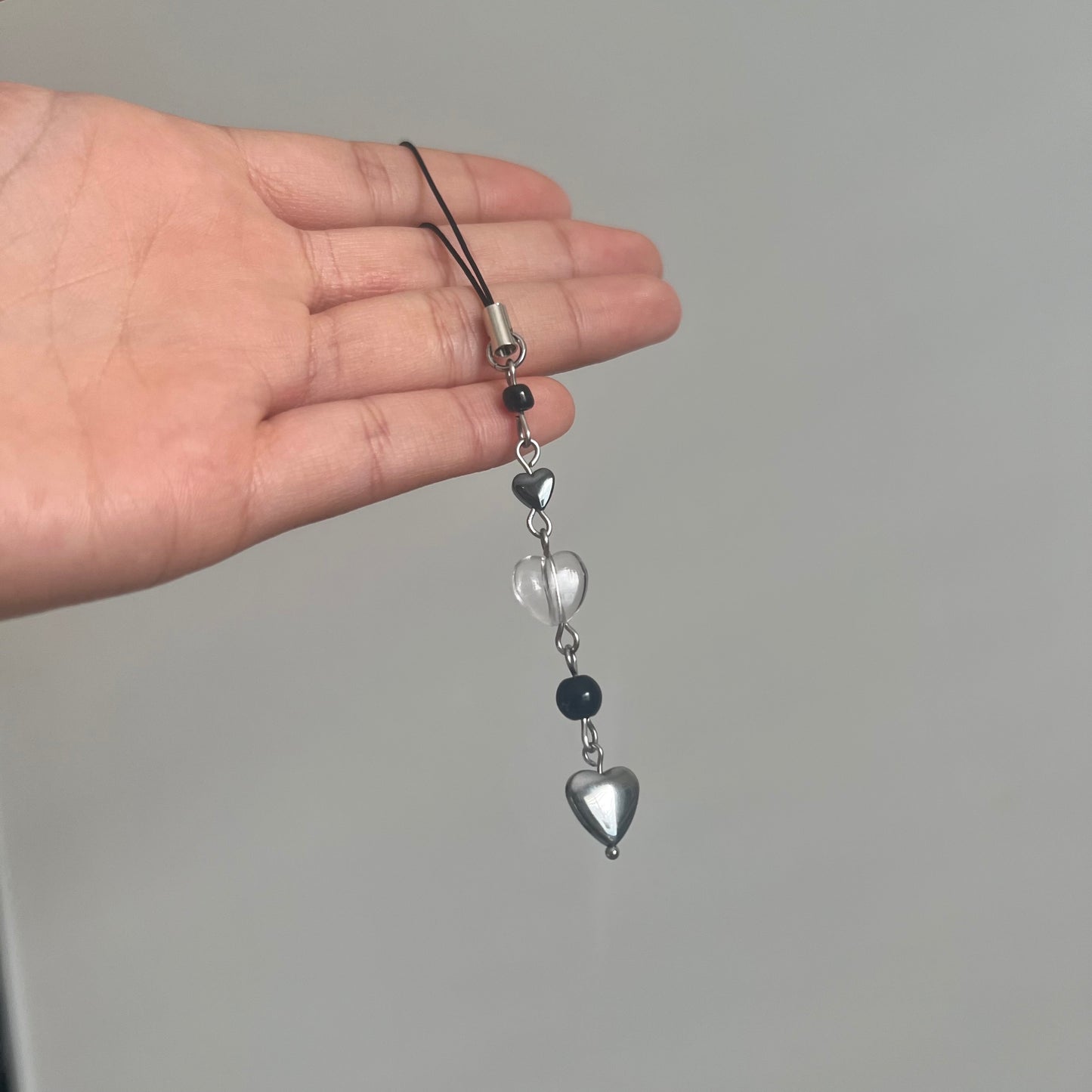 Chrome Heart Phone Charm - Stainless Steel Beaded Phone Charm