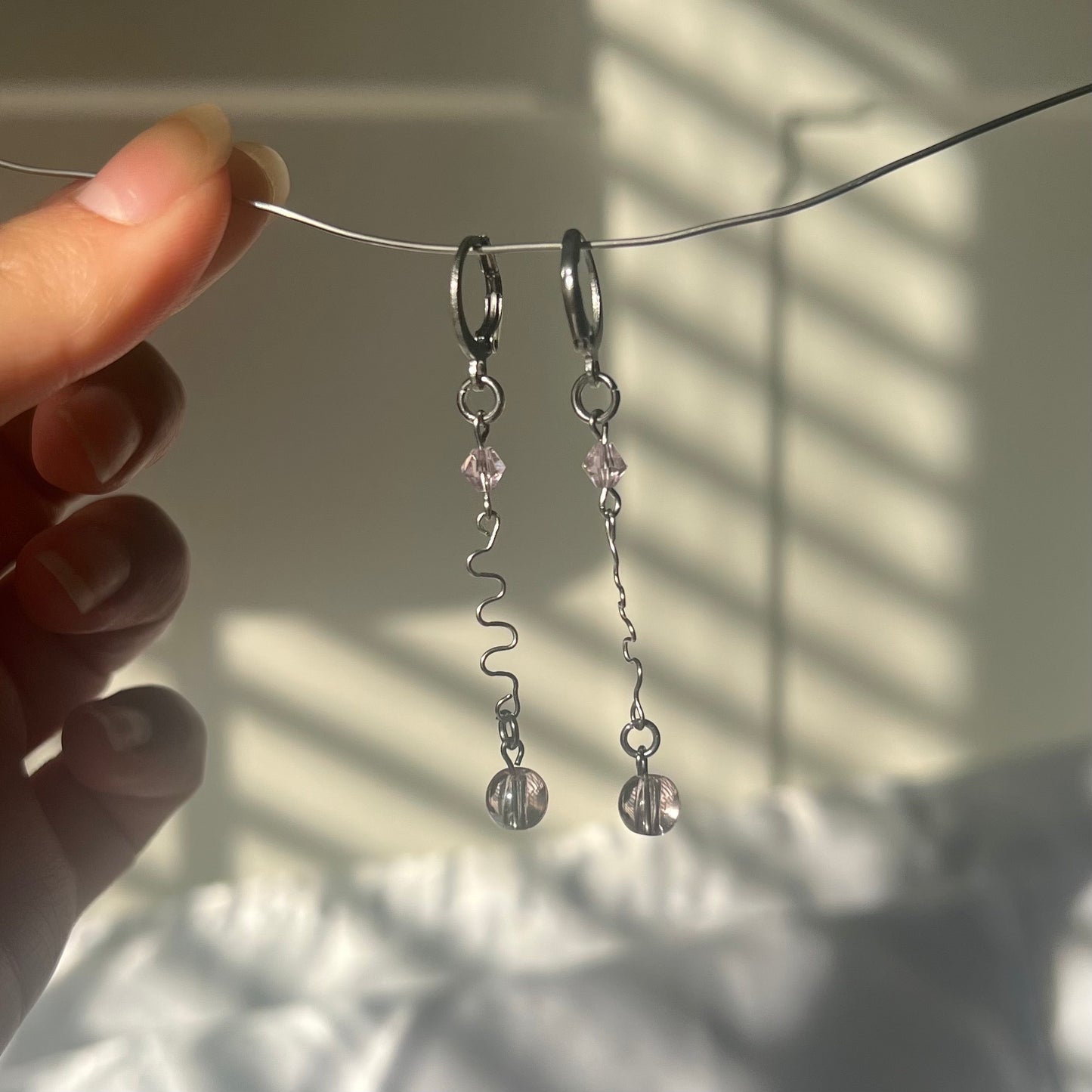 Pink Swirly Dangle Earrings