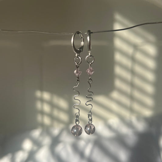 Pink Swirly Dangle Earrings
