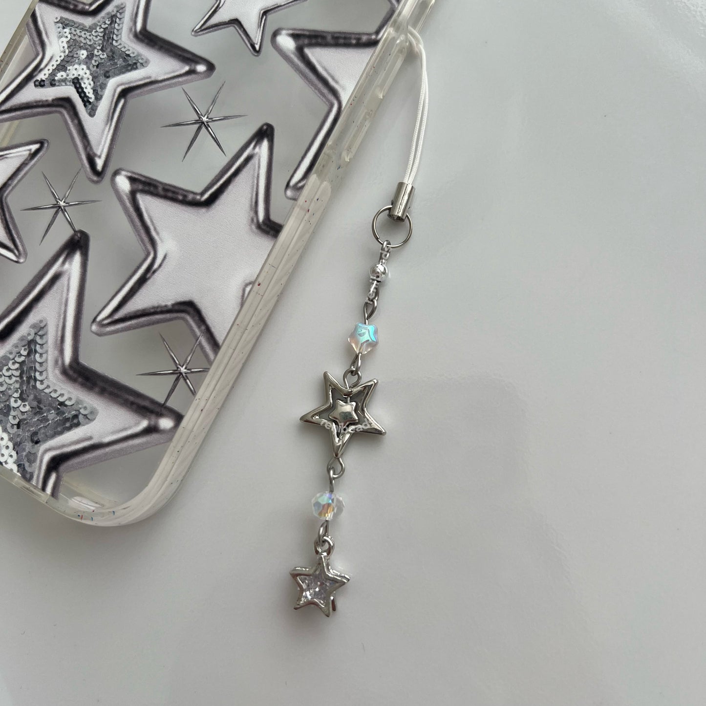 Cyber Stars - Silver star phone charm