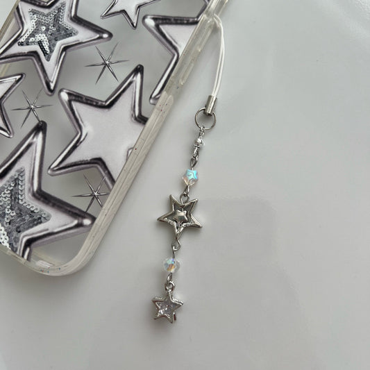 Cyber Stars - Silver star phone charm
