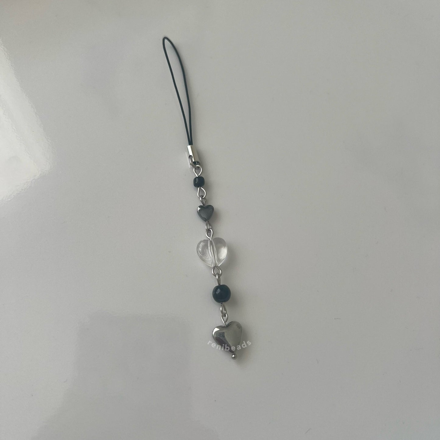 Chrome Heart Phone Charm - Stainless Steel Beaded Phone Charm