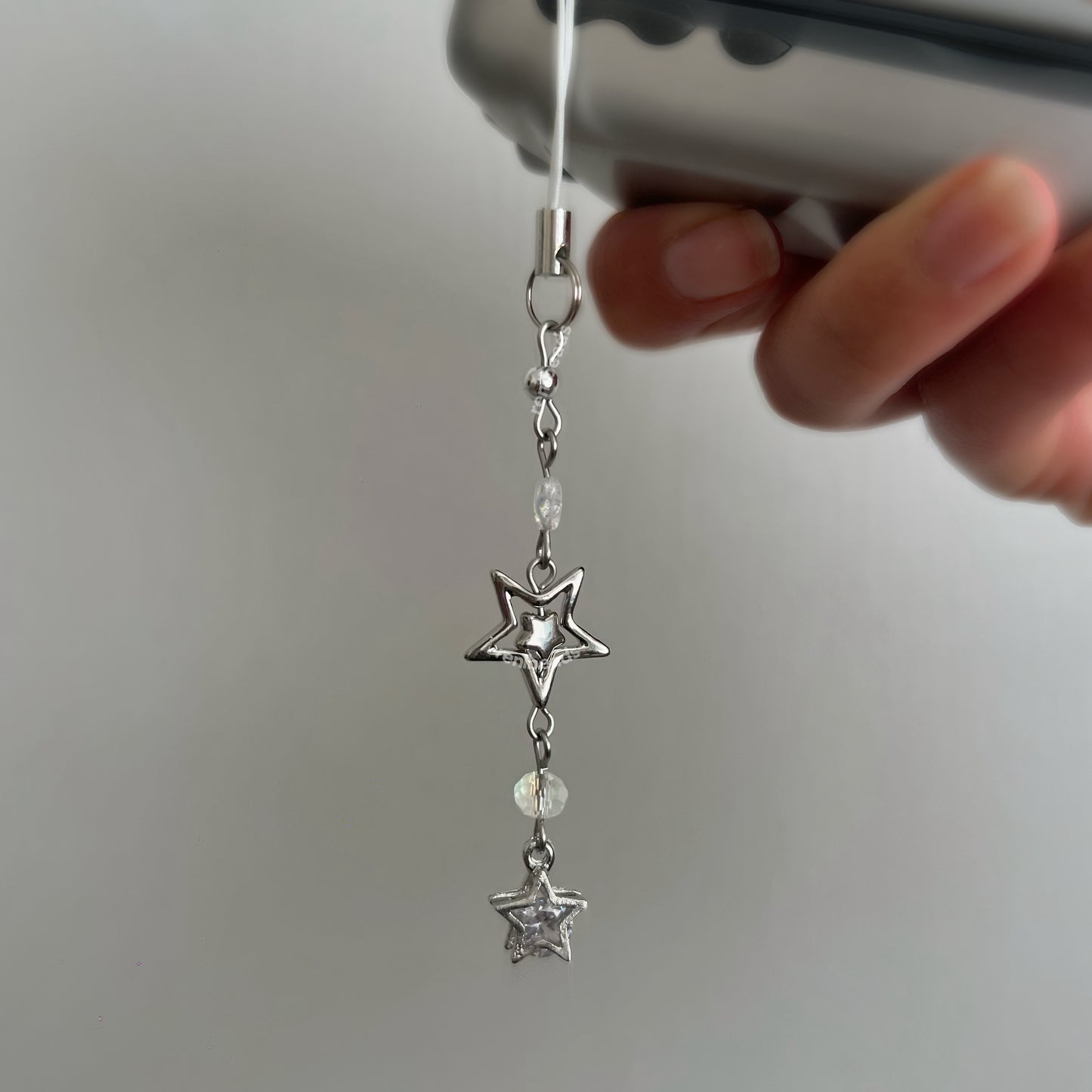 Cyber Stars - Silver star phone charm