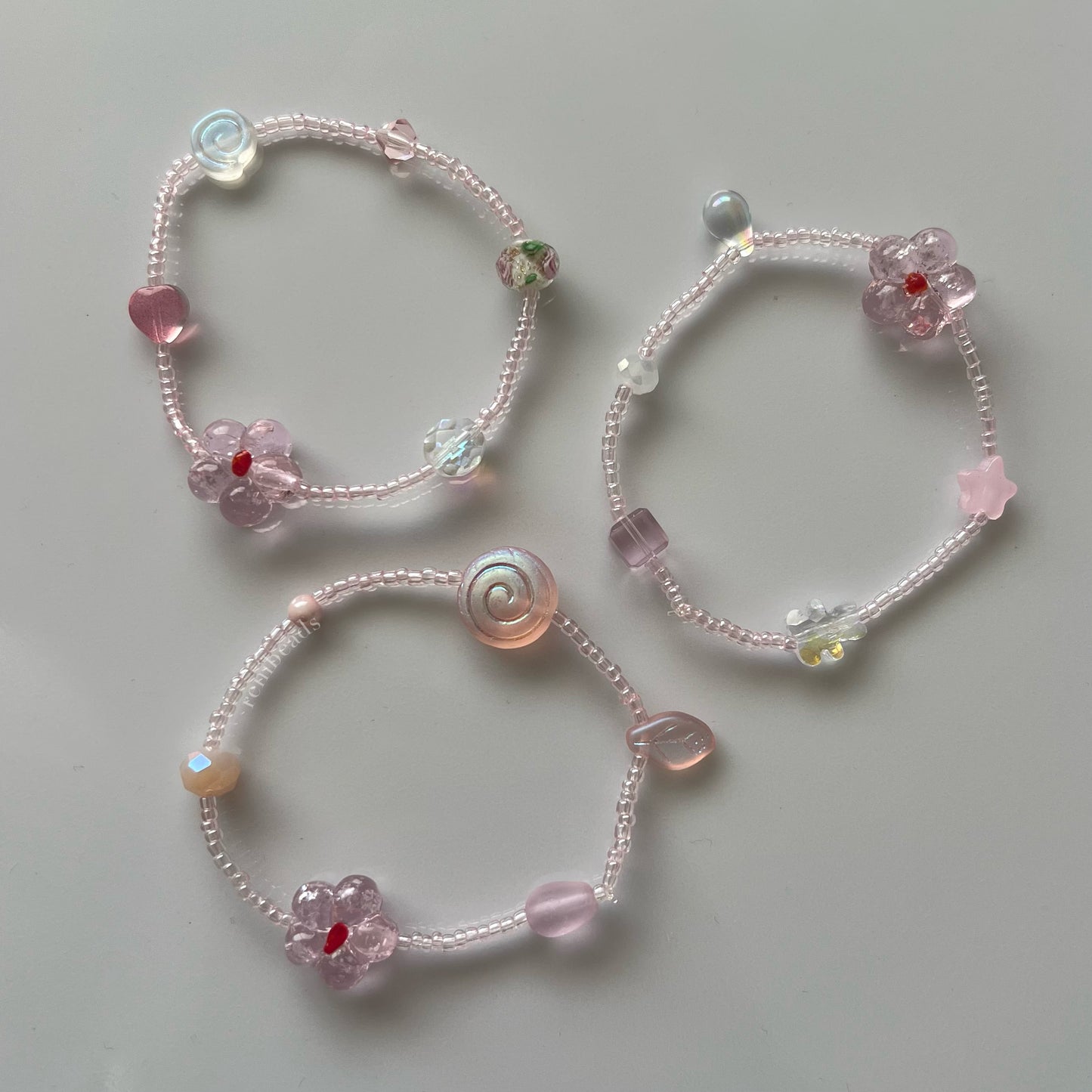 Pink Flower Glass Bracelets 1 of 1
