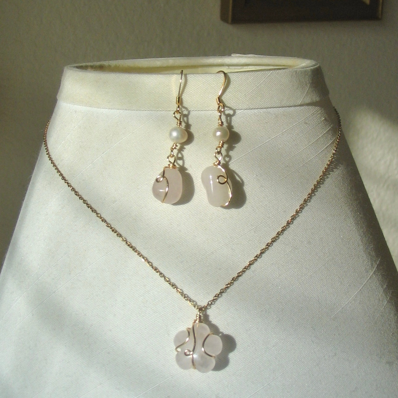 Rose Quartz Pearl Set