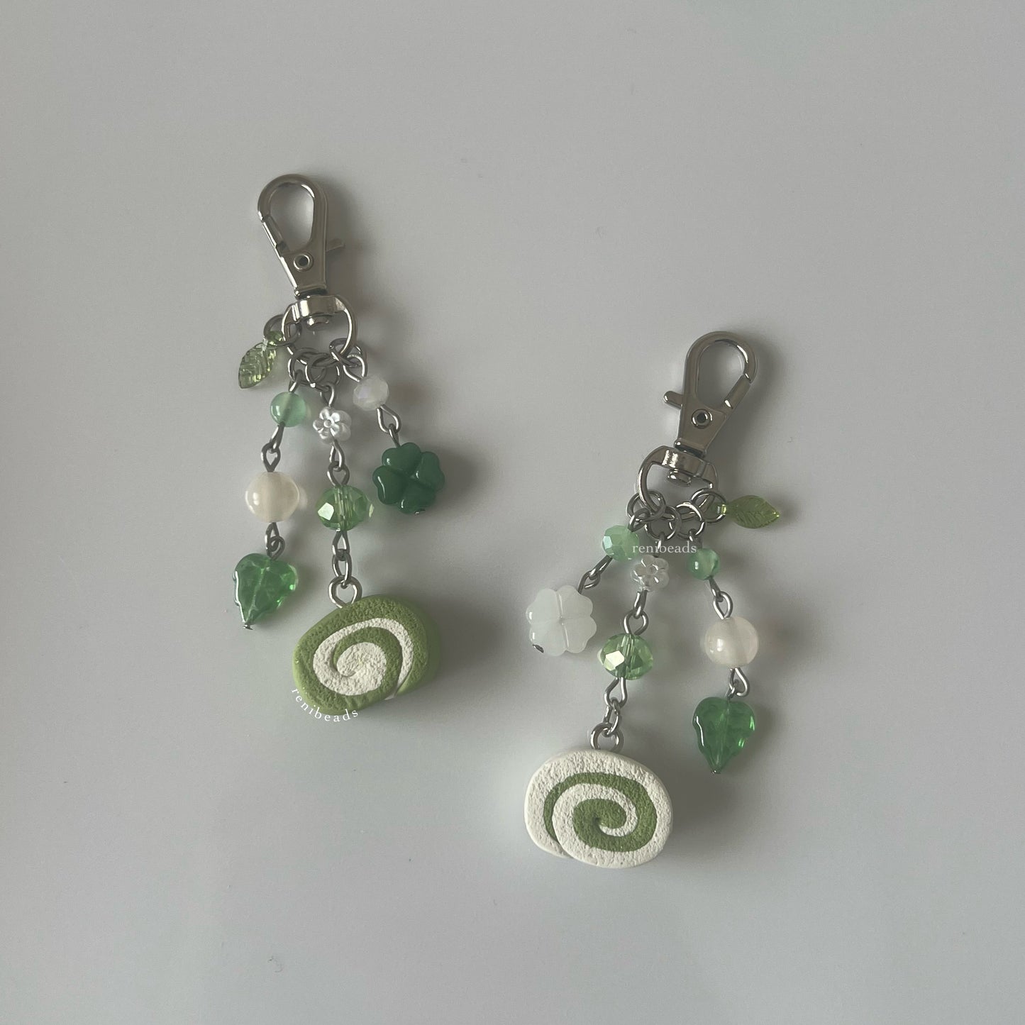 Matcha Cake Roll Keychains