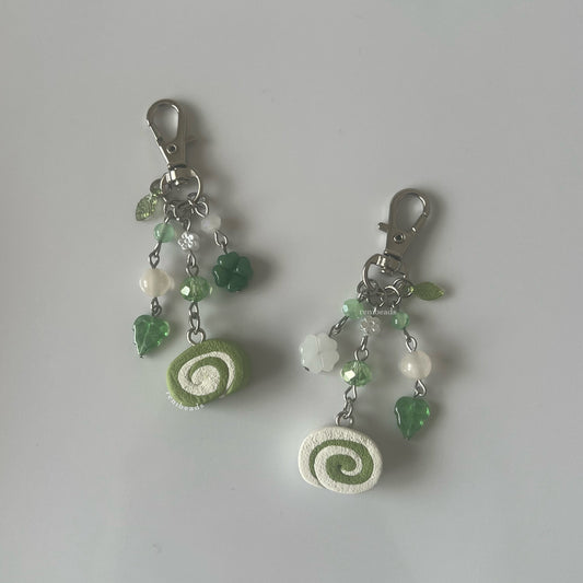 Matcha Cake Roll Keychains