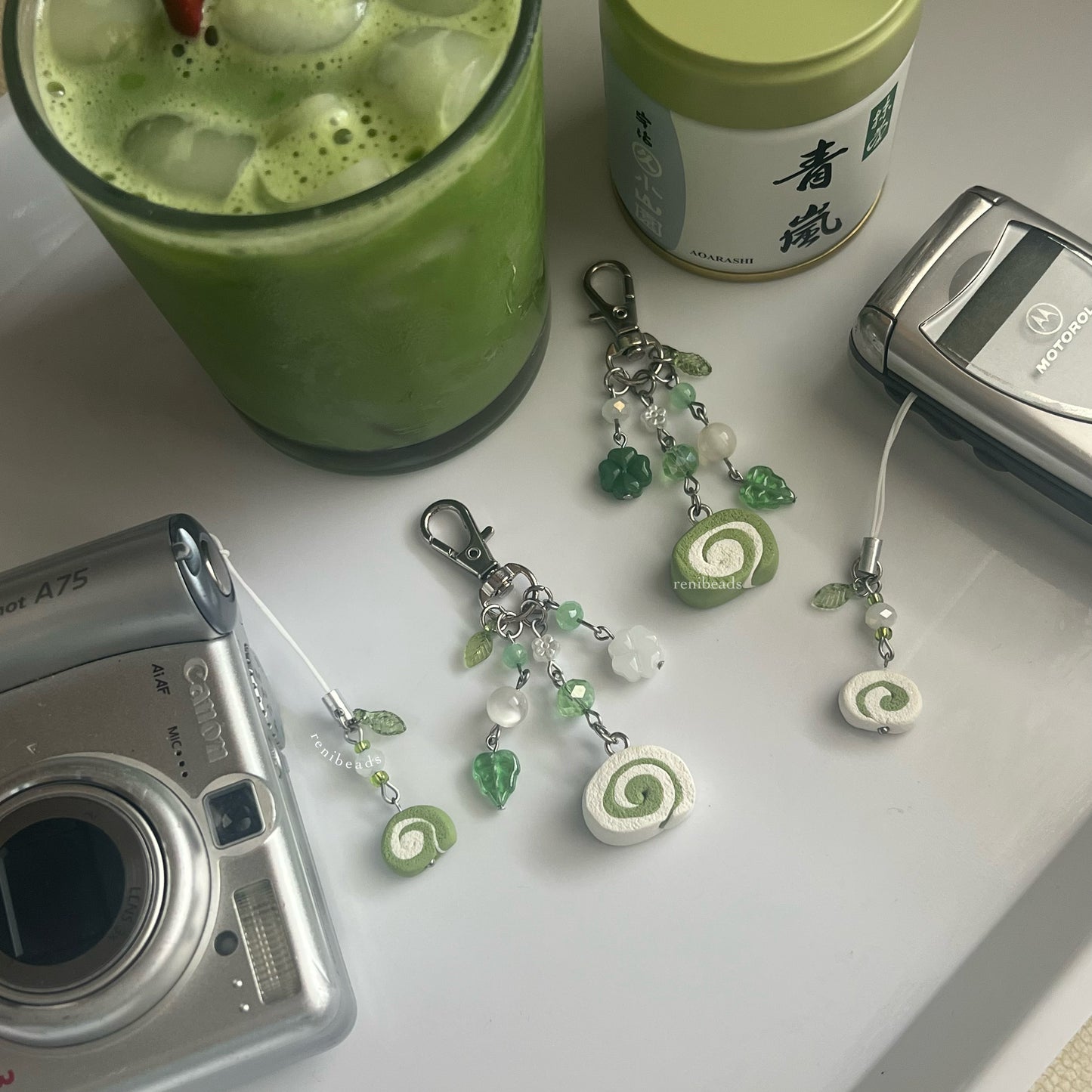 Matcha Cake Roll Keychains