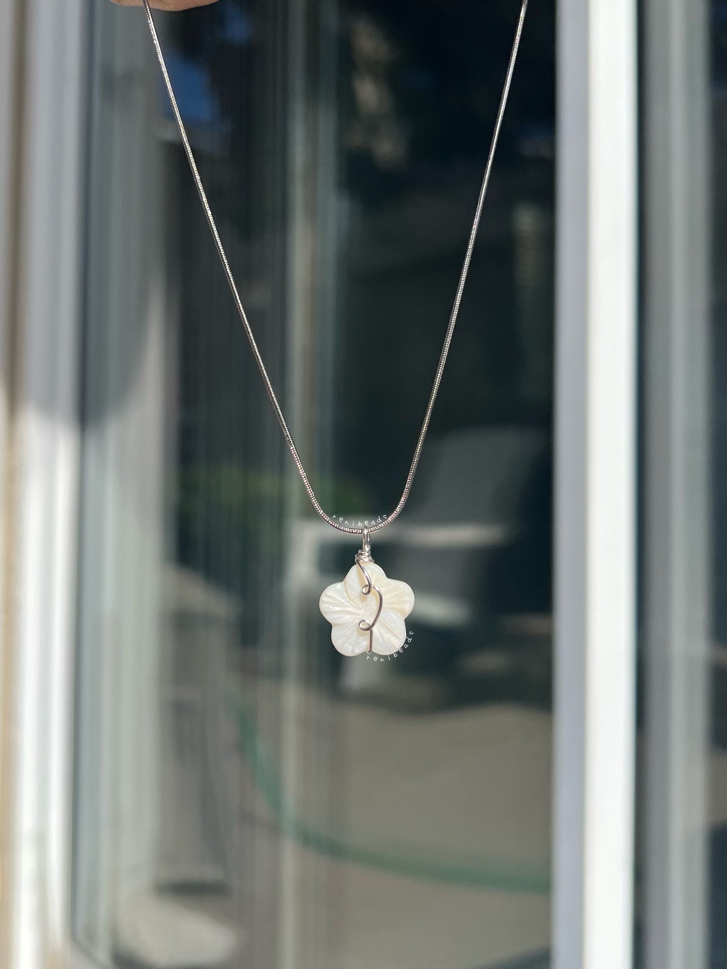 Silver White Hibiscus Necklace