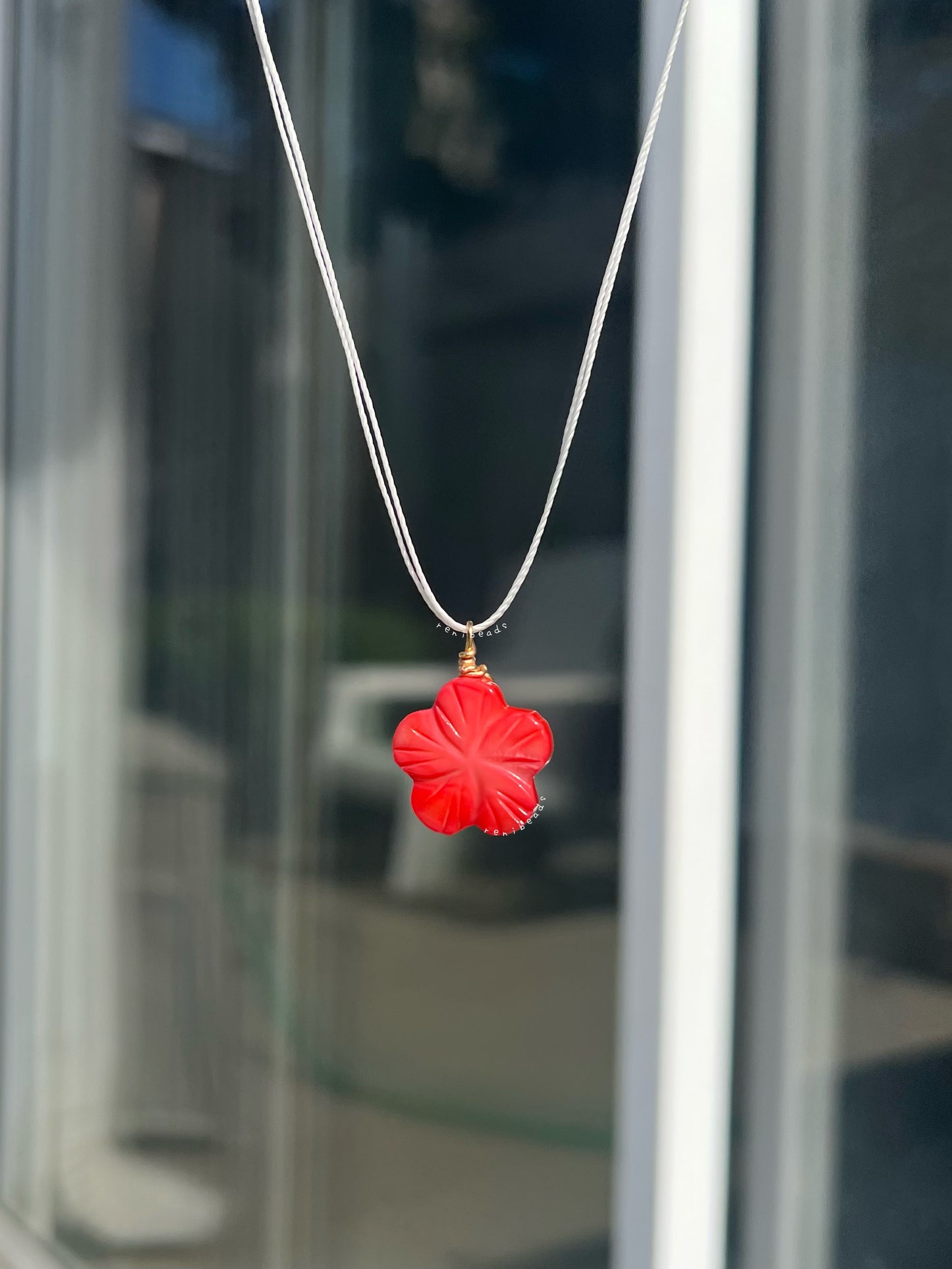 Cherry Hibiscus String Necklace