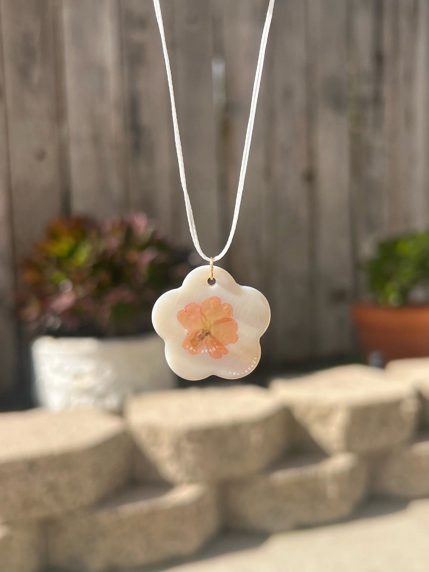 Pink Hibiscus Shell Necklace