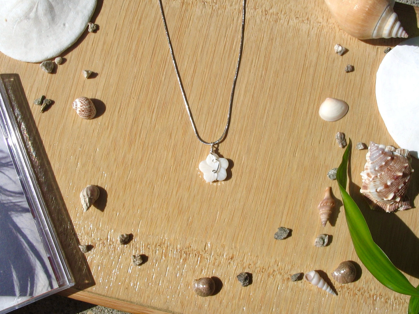 Silver White Hibiscus Necklace