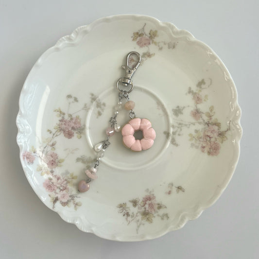 Strawberry Mochi Donut Keychain