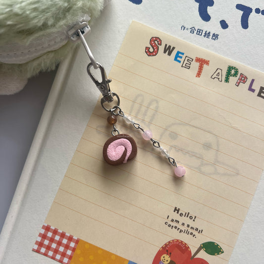 Chocolate Strawberry Cake Roll Keychain