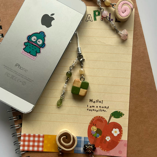 Matcha Checkered Cookie Phone Charm (Green)
