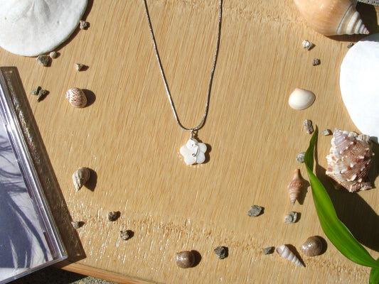 Silver White Hibiscus Necklace