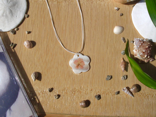 Pink Hibiscus Shell Necklace