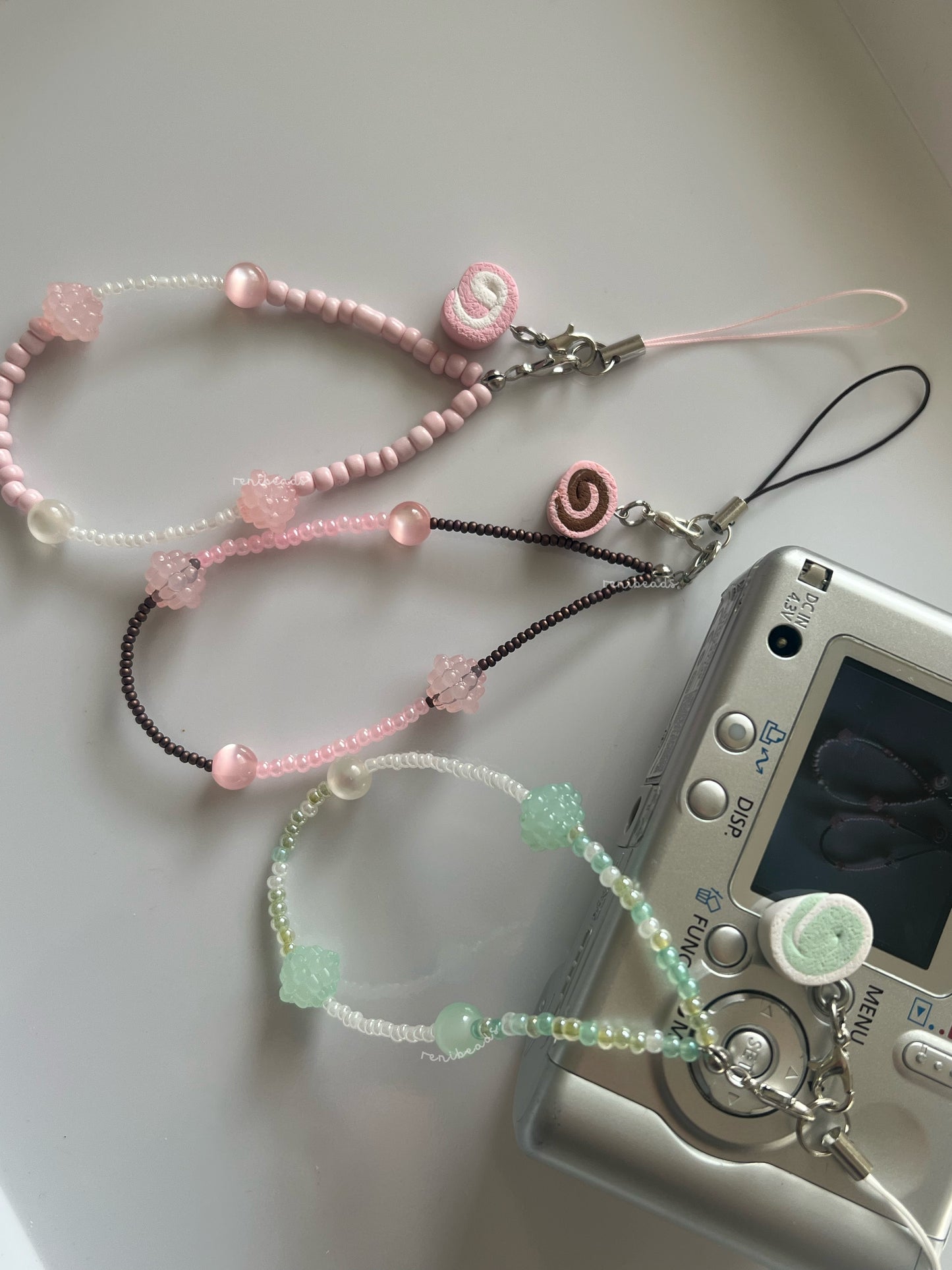 Konpeito Cake Roll Charms - Matcha, Strawberry, Chocolate