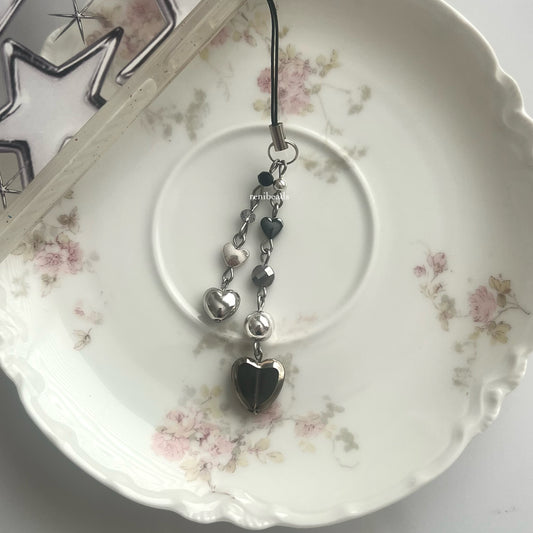 Chrome Heart Beaded Phone Charm